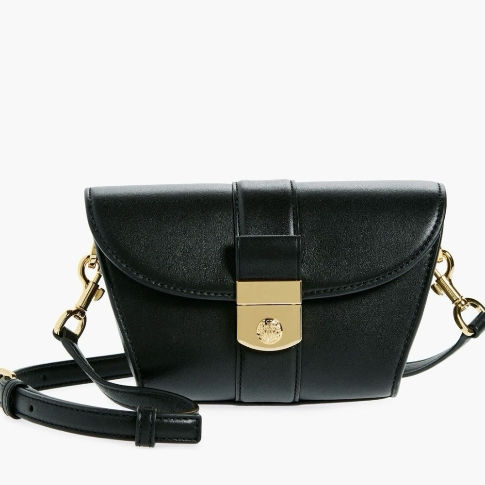 Veronica Beard Small Crest Lock Trap Bag  - Black